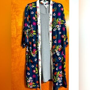 Time and Tru Dress with Floral Kimono